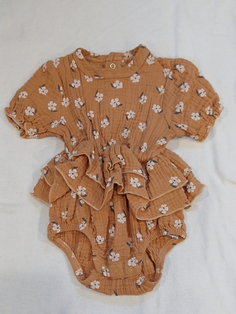 Rachel Zoe Rust Floral Ruffle Baby Bodysuit
